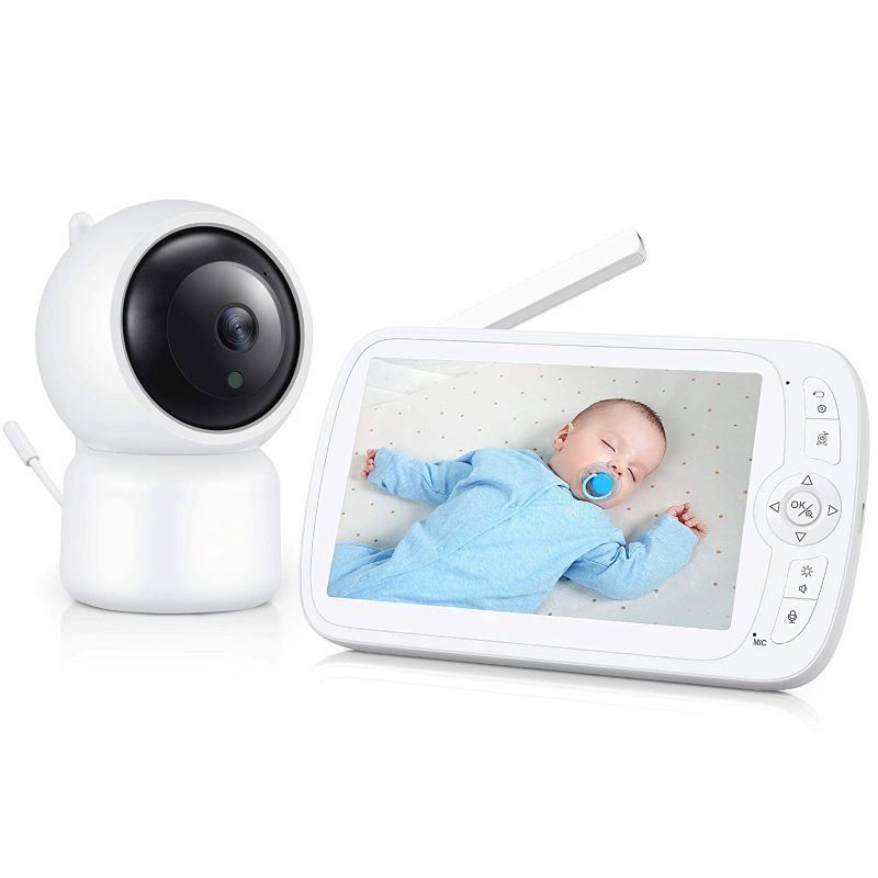 360° PTZ Remote 1080P 5"LCD Screen Video Baby Monitor With Night Vision