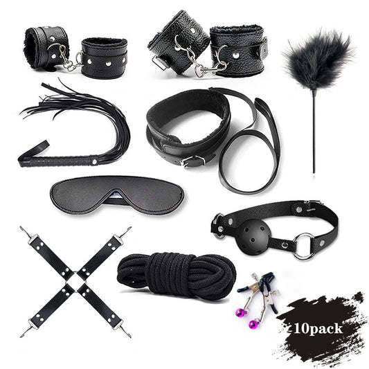 10Pcs BDSM Leather Bondage Sets