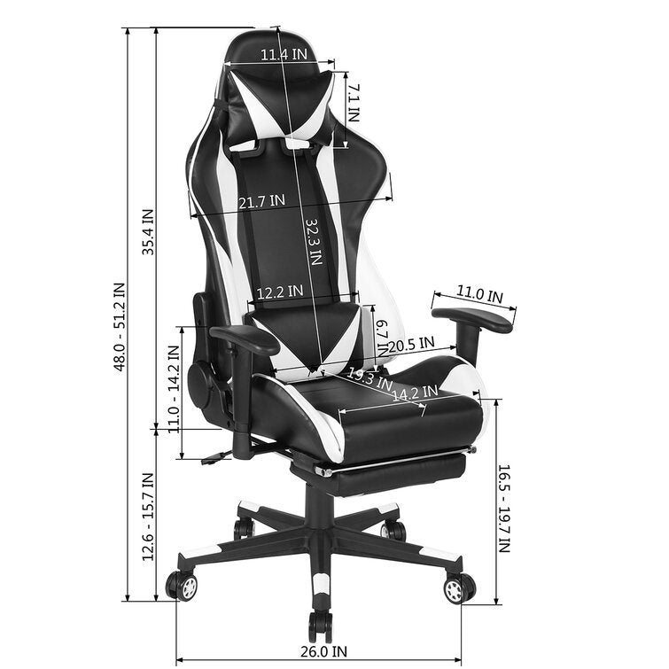 Gaming Chair Reclining Swivel With Lumbar Support & Butterfly Seat Plate