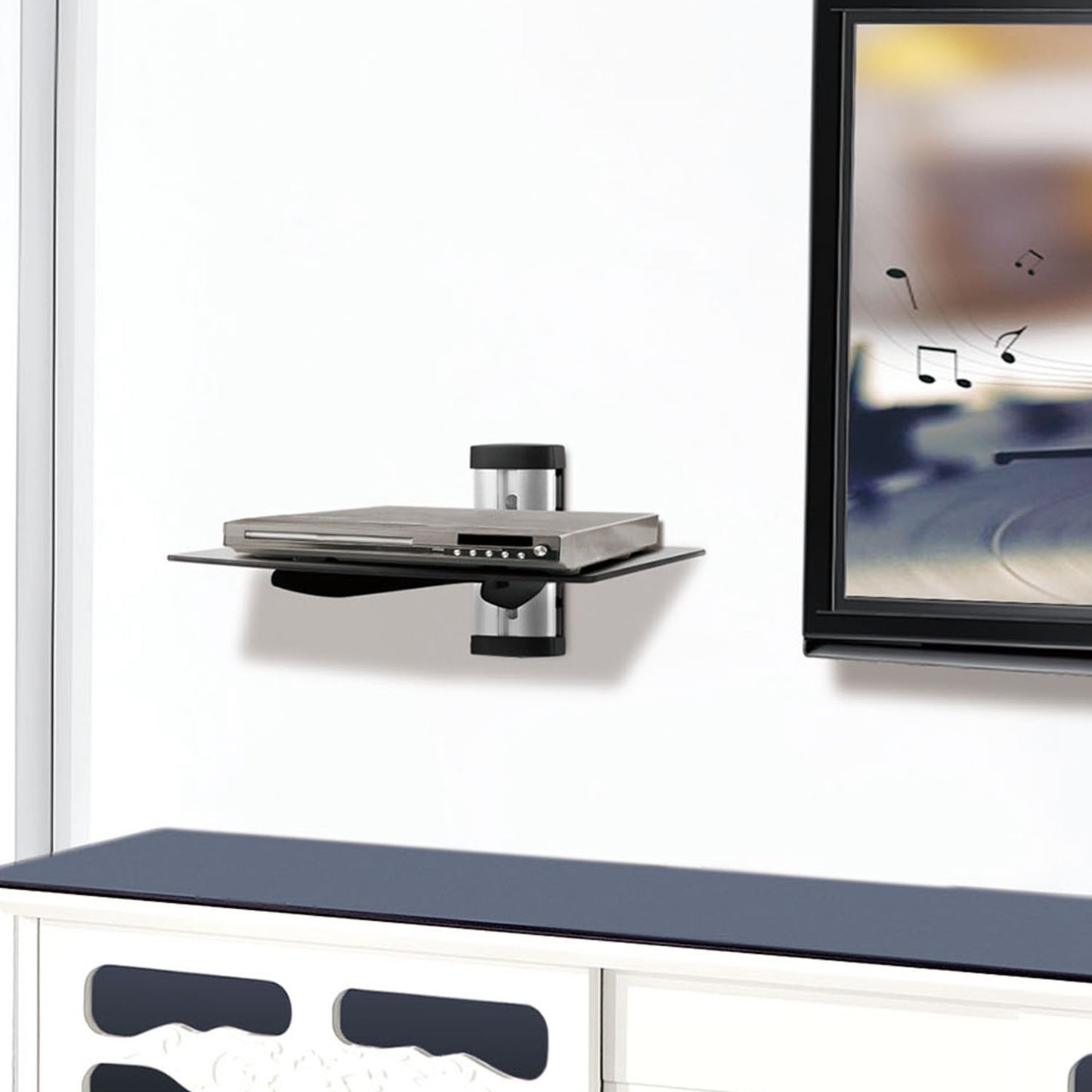 Floating Wall Mounted Tempered Glass Shelf