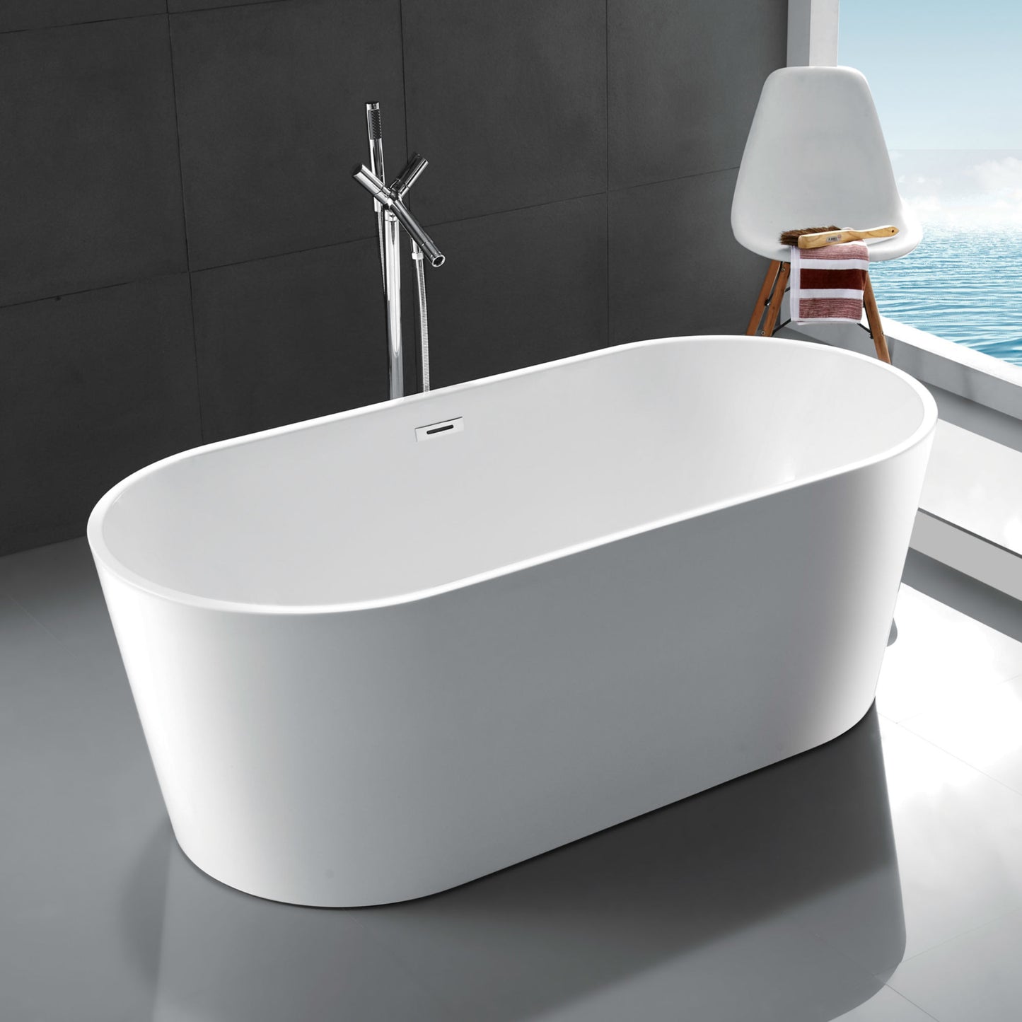 100% Acrylic Freestanding Bathtub Contemporary Soaking Tub