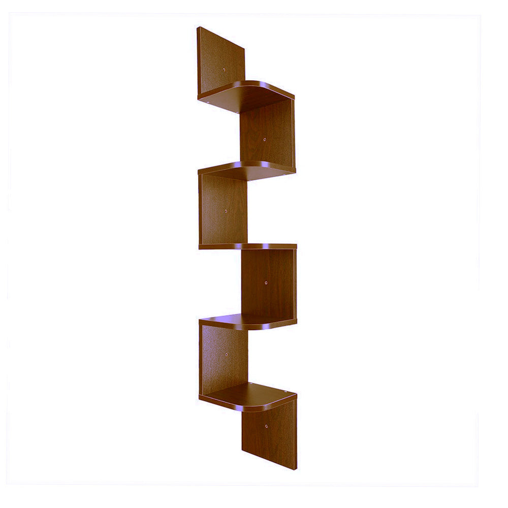 5 Tier Wooden Zig Zag Corner Shelves  w/Mount Rack