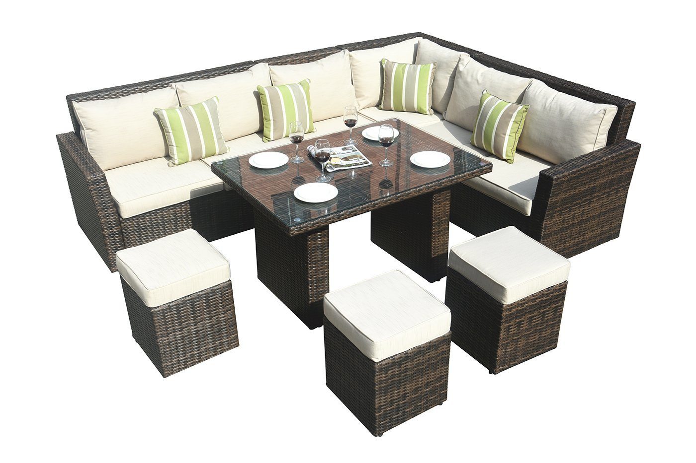 7-Piece Outdoor Rattan/Wicker Sofa Set, Brown (DC)