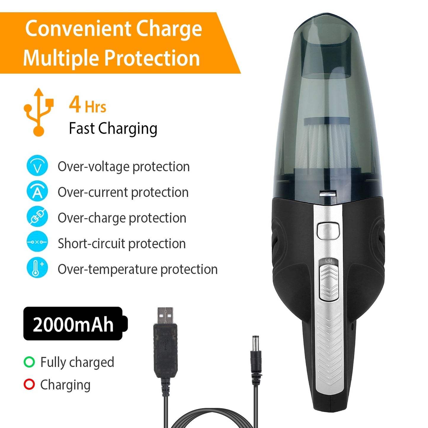 Rechargeable Cordless Handheld Vacuum w/ Strong Suction