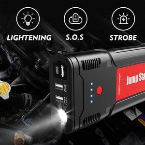 Portable Car Jump Starter- for up to 8.0L Gasoline/6.5L Diesel Engines, Quick Charging