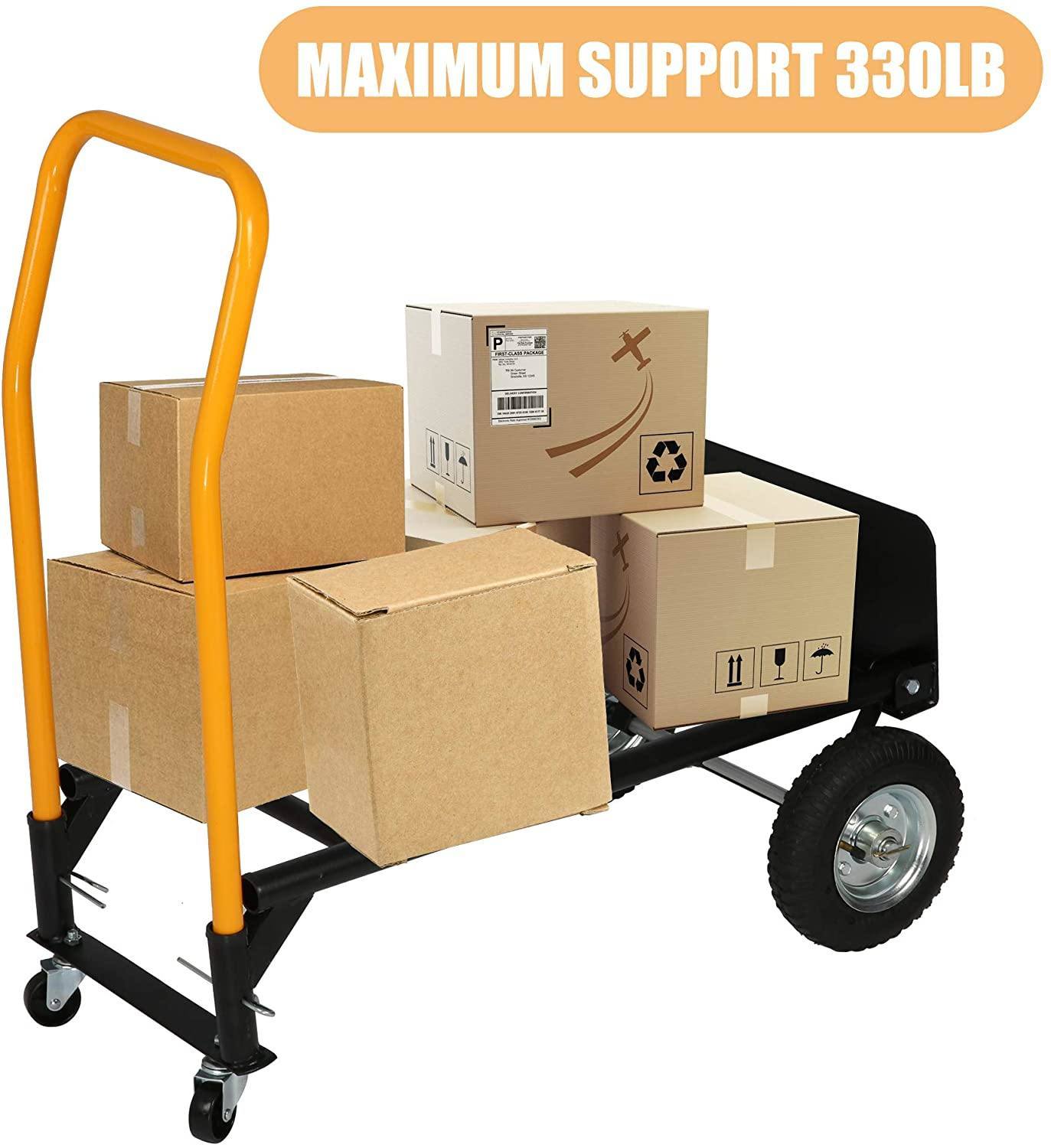 Convertible Hand Truck Dual Purpose 2 Wheel Dolly with 2 Swivel Wheels-330 Lbs