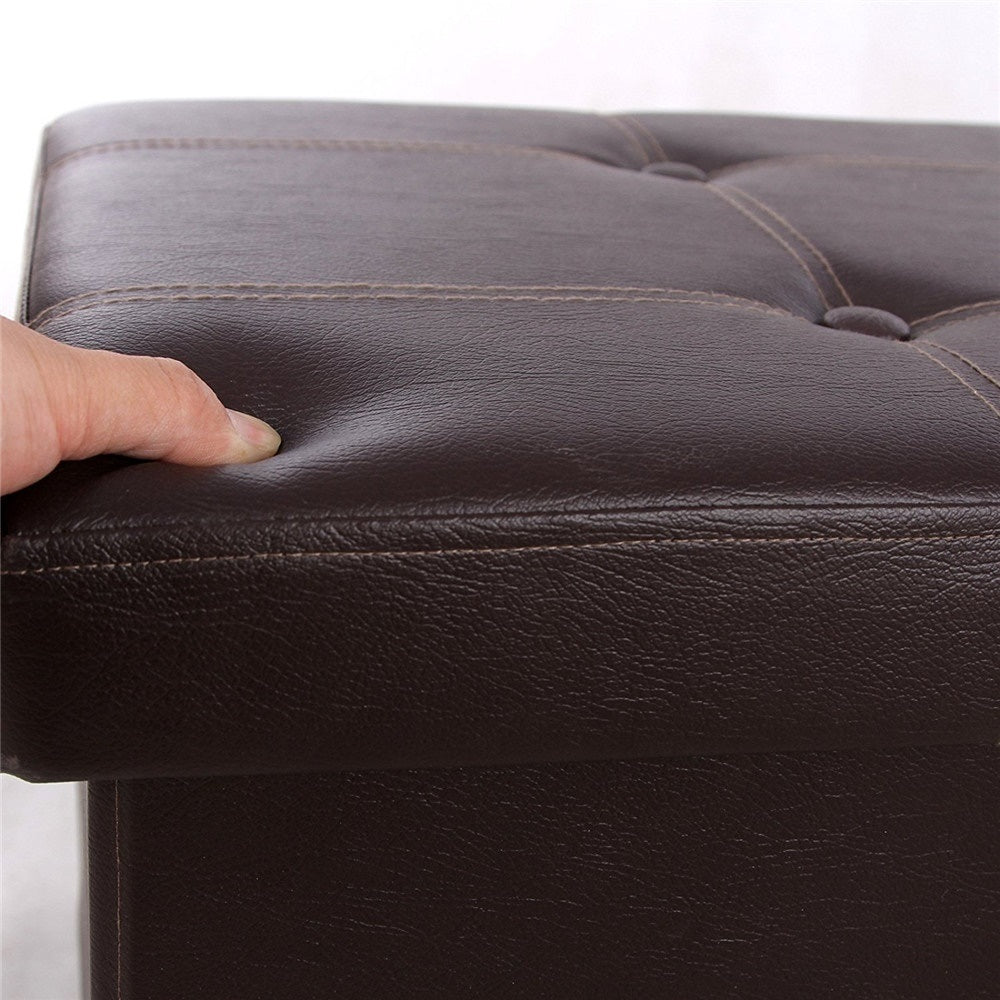 43 In. Faux Leather Folding Storage Ottoman