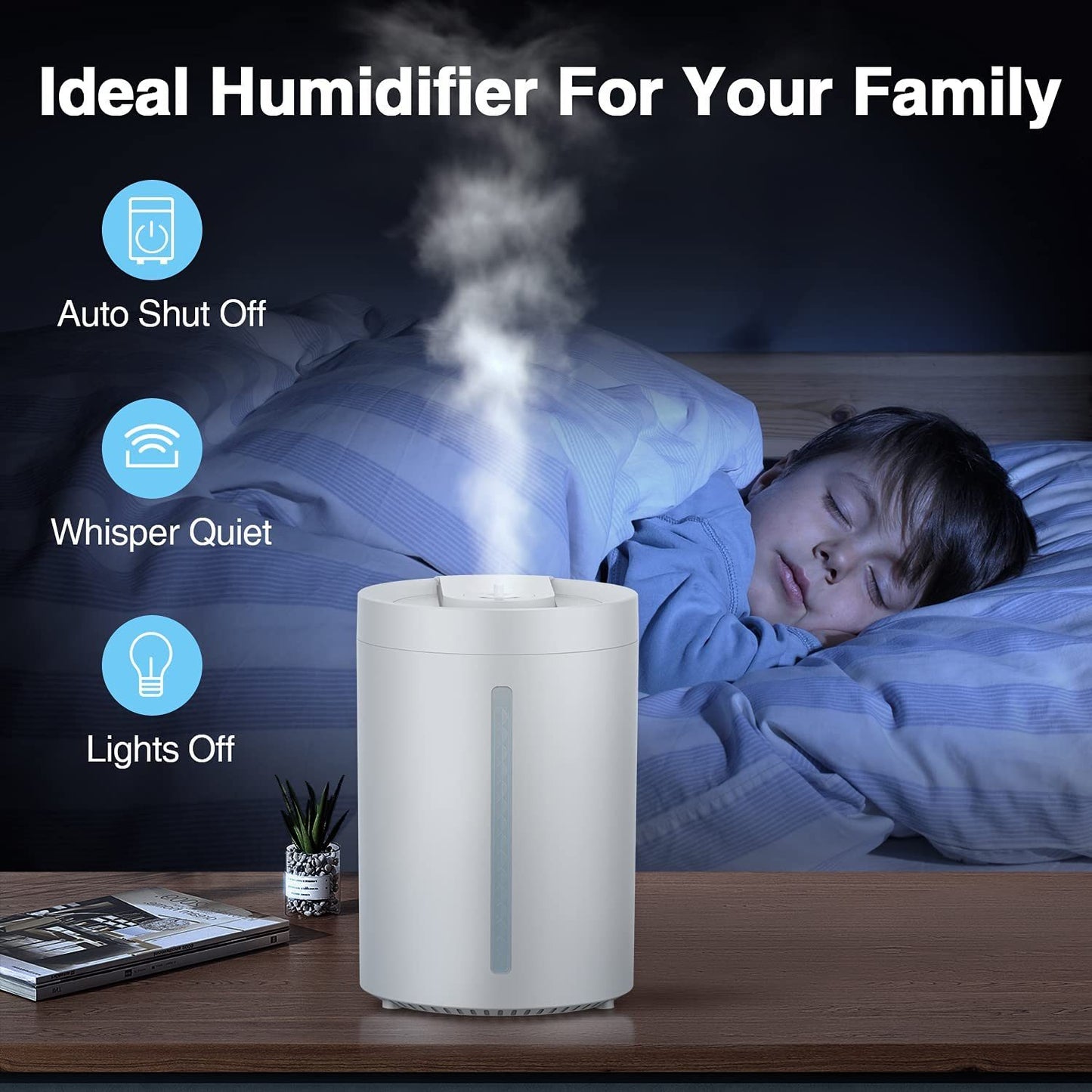 MOOKA Cool Mist Humidifier, 2-in-1 Top Fill Humidifier