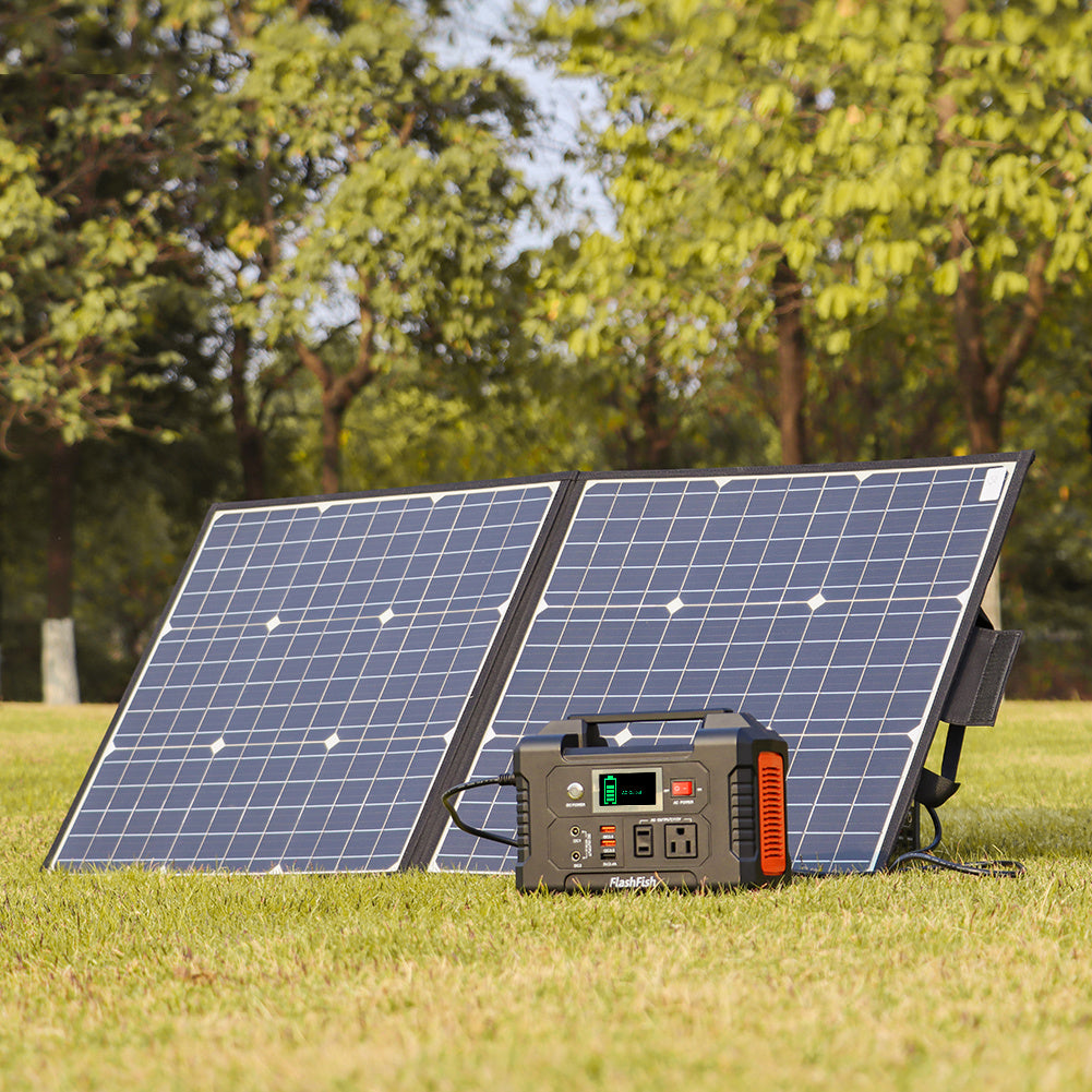 200W Portable FlashFish Power Generator with 50W/18V DC Output Portable Solar Panel,