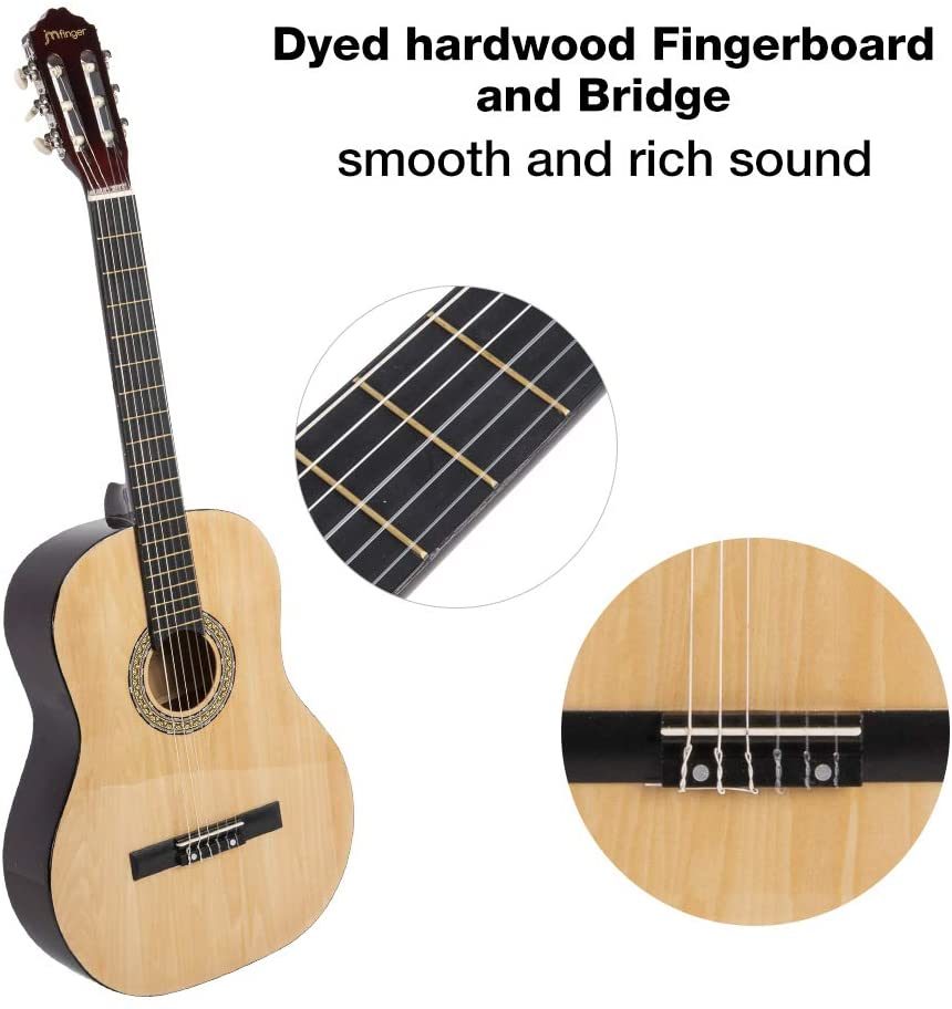 39 in. Classical Guitar for Beginners w/ Gig Bag, Strap, Picks (3 in 1)