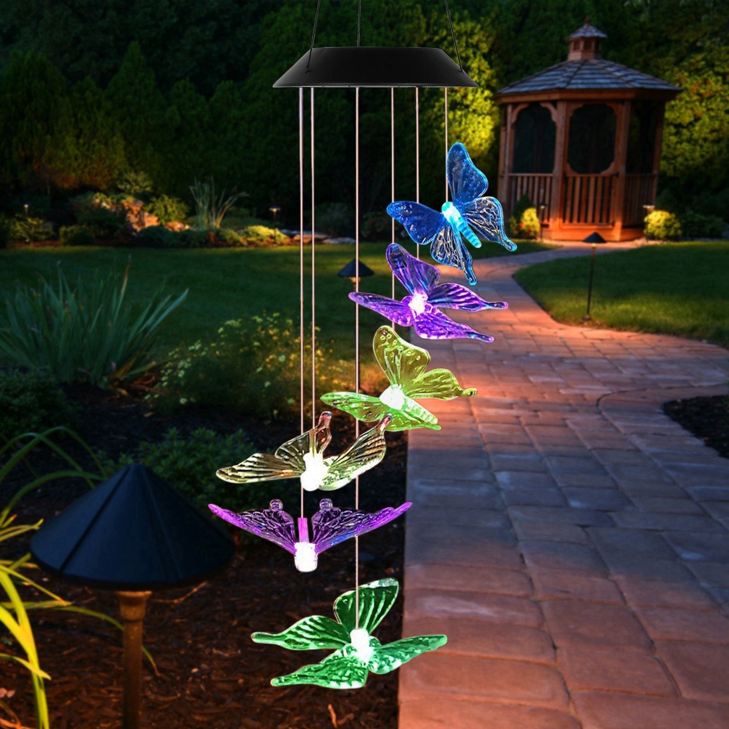 Solar LED Color Changing  Butterfly Wind Chimes