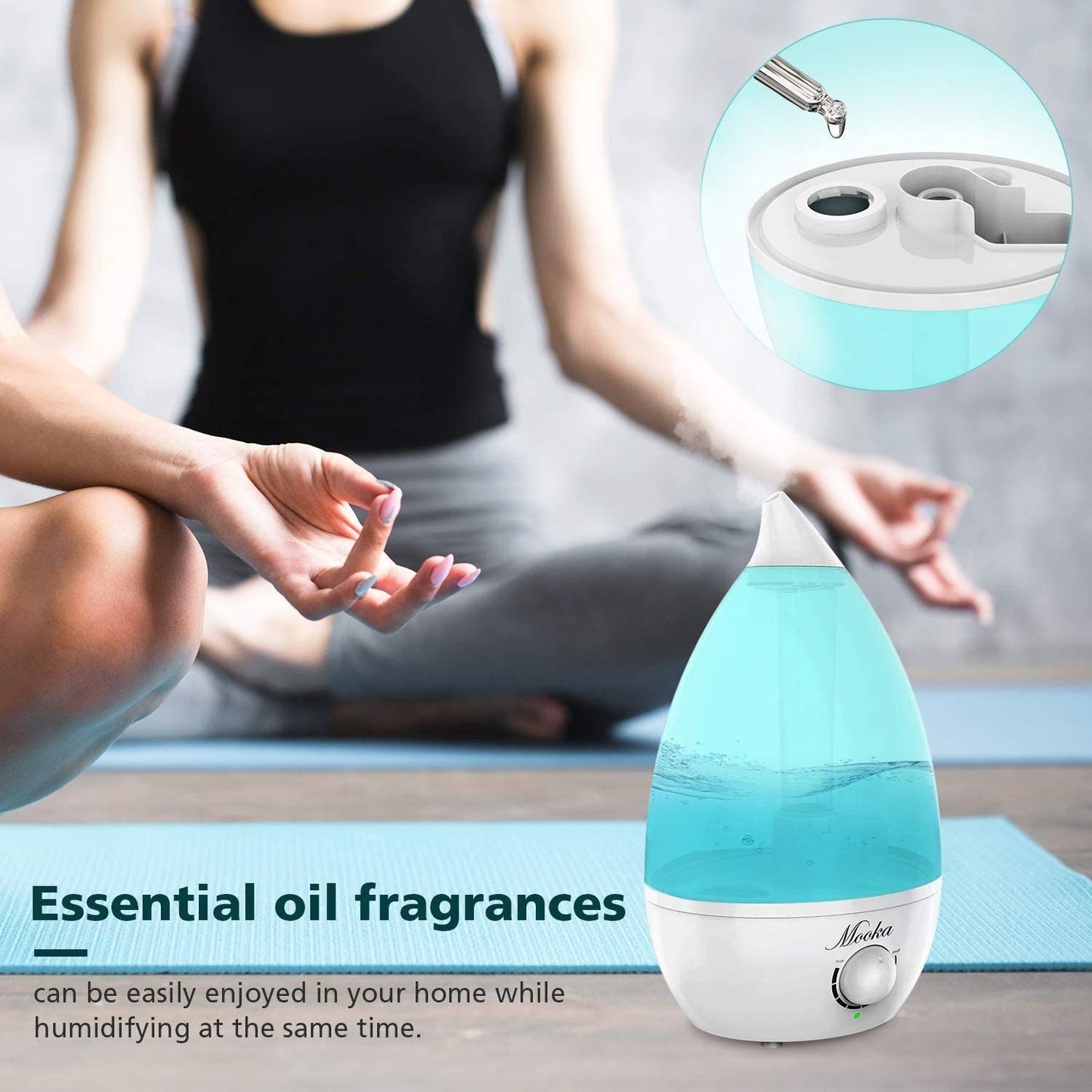 Mooka Humidifiers 2-in-1 Cool Mist Humidifier Diffuser