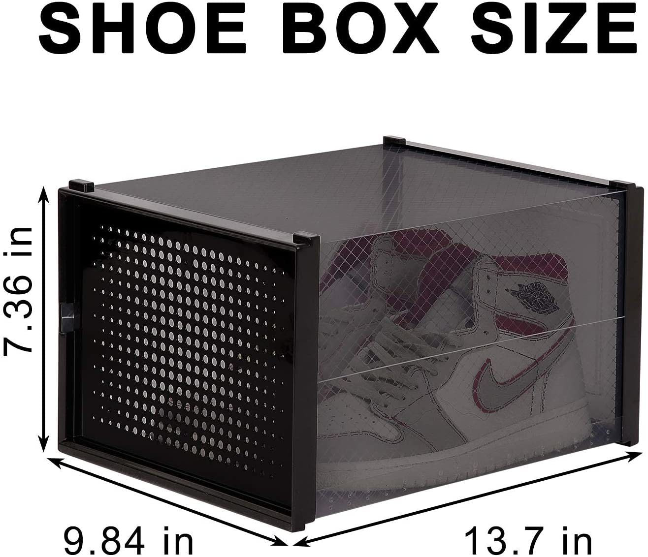 Foldable Sneaker Display Box, 8 Pack - (Clear/Black) X-Large