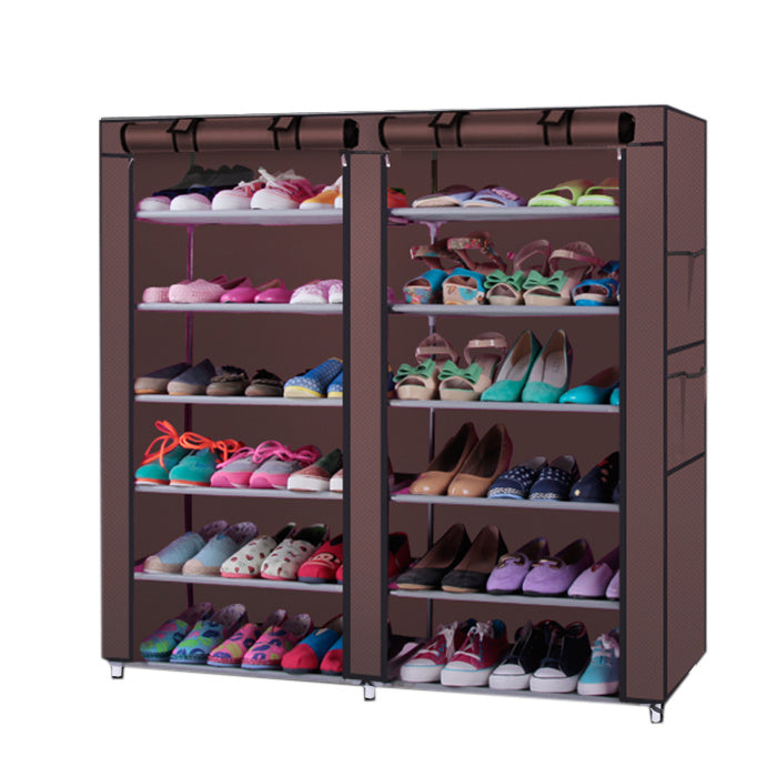 Portable Shoe Rack with Non-Woven Fabric-6-Row, 2-Column, 12 Lattices