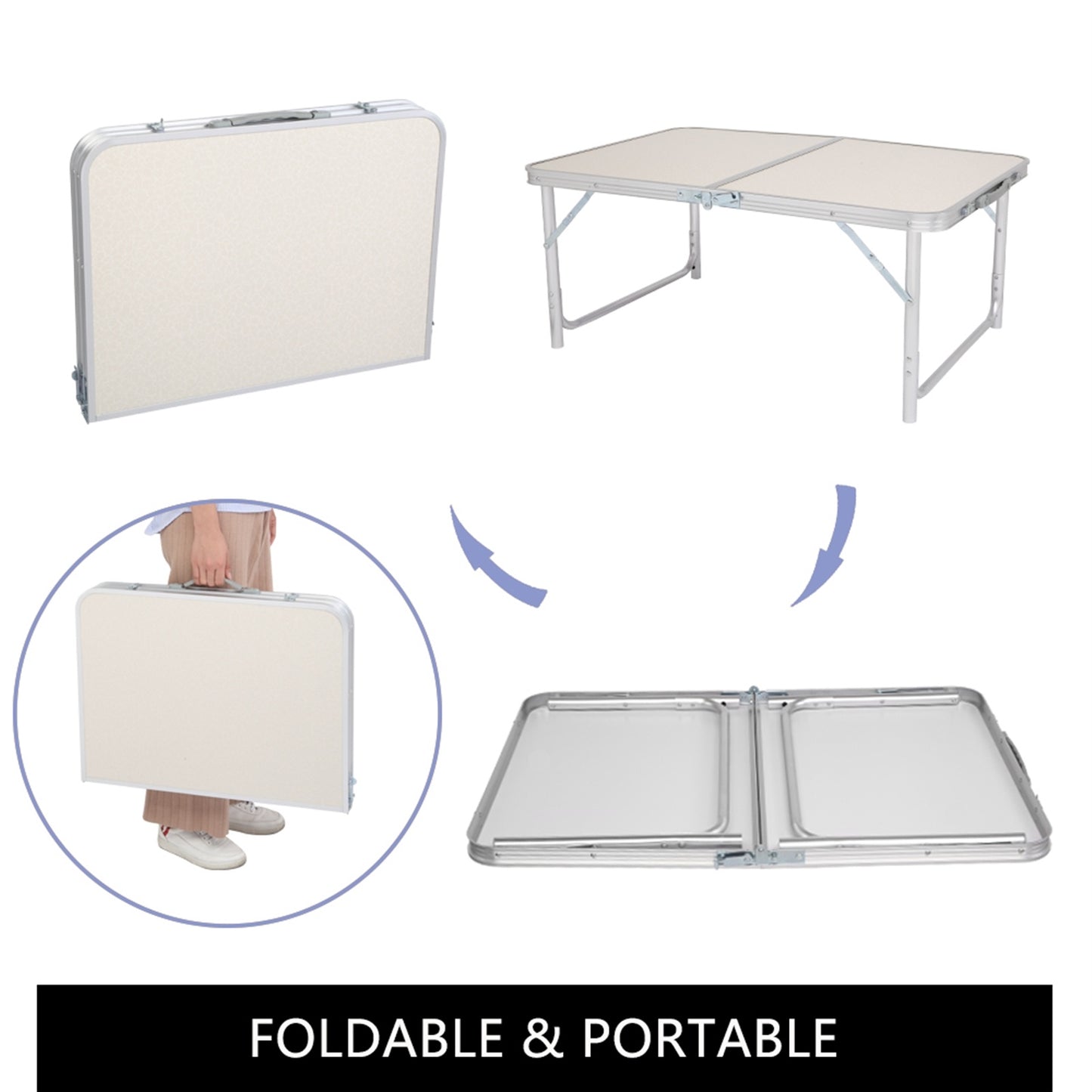 Aluminum Alloy Portable Folding Table (Indoor/Outdoor Picnic, Camping, Dining Party)