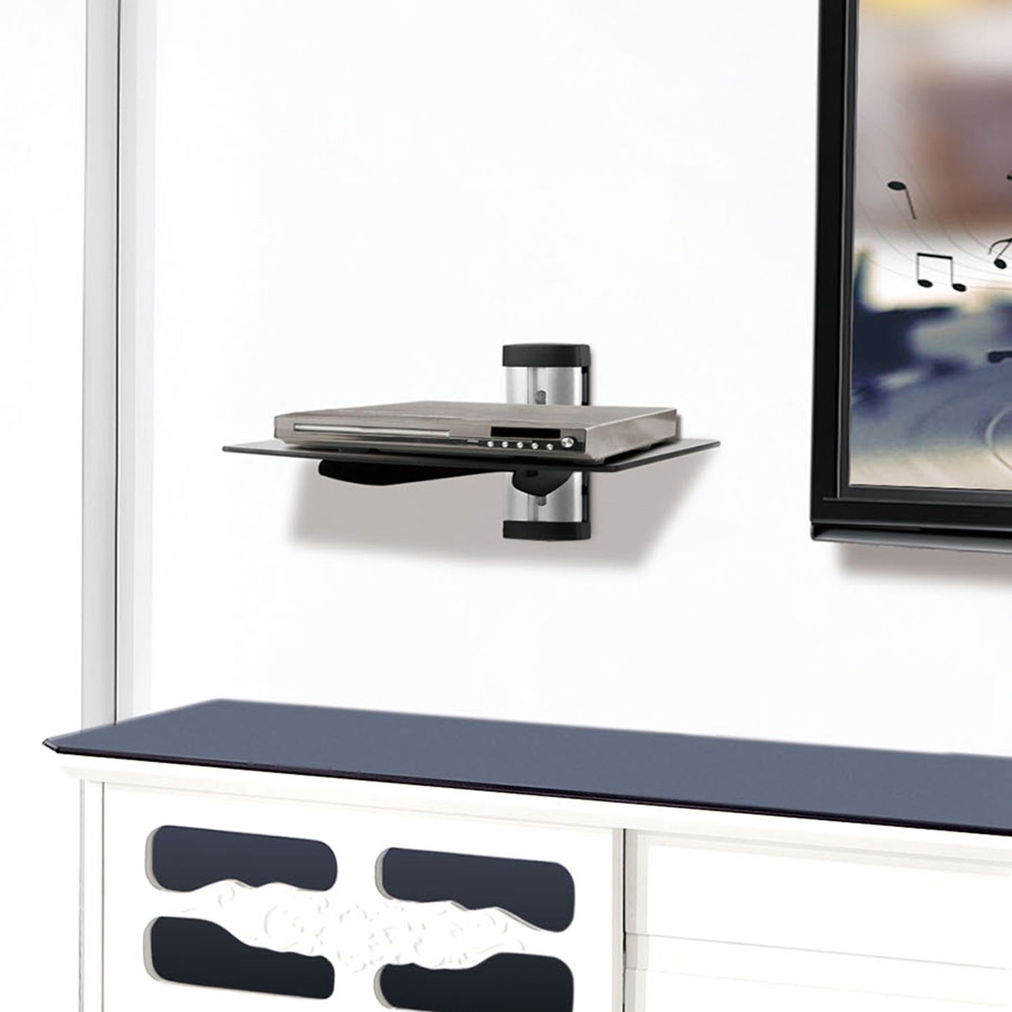 Floating Wall Mounted Tempered Glass Shelf