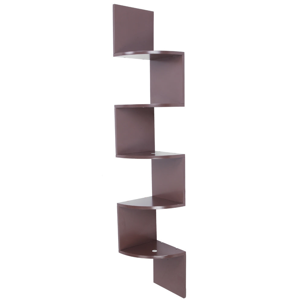 5 Tier Wooden Zig Zag Corner Shelves  w/Mount Rack