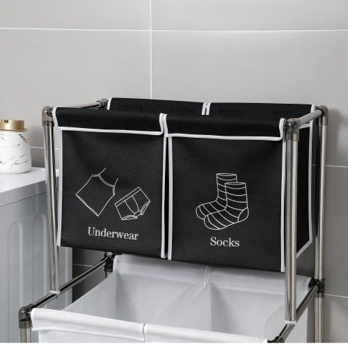 Laundry Hamper 2 Tier w/ 4 Removable Bags