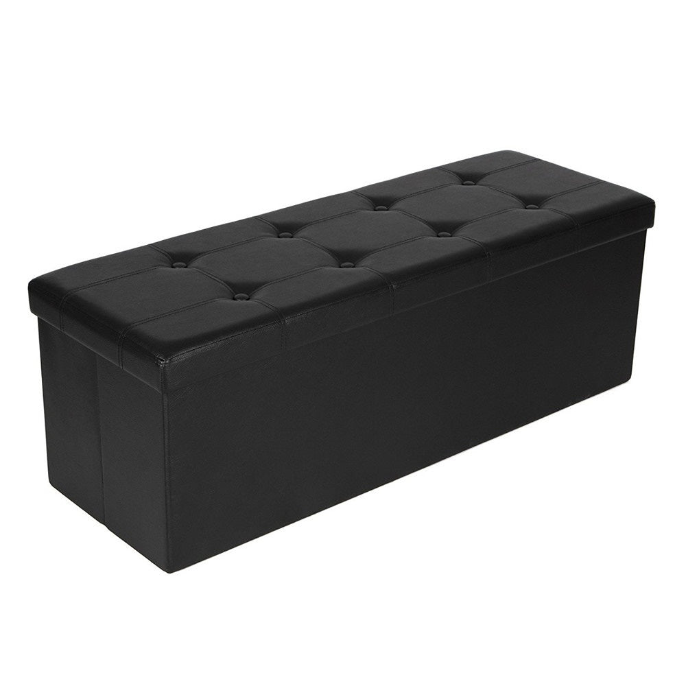 43 In. Faux Leather Folding Storage Ottoman