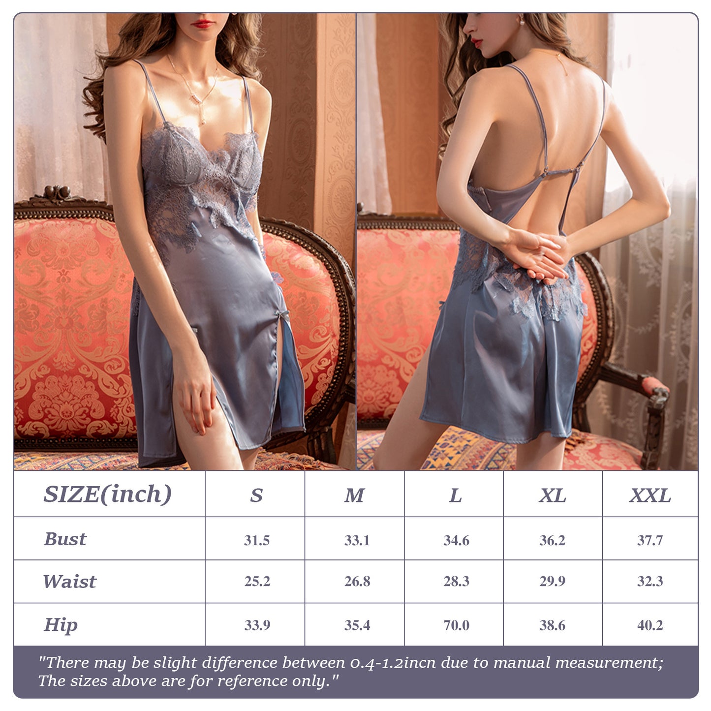 Women's Lingerie Nightdress Lace Pattern (Backless)