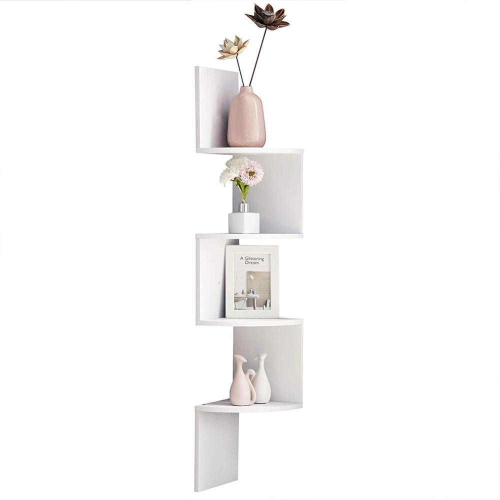 5 Tier Wooden Zig Zag Corner Shelves  w/Mount Rack