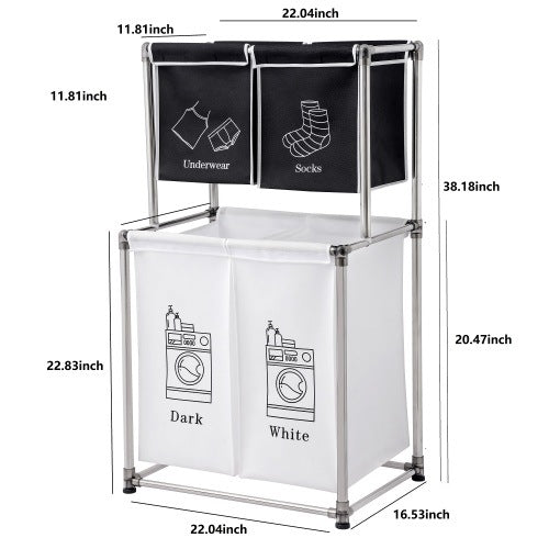 Laundry Hamper 2 Tier w/ 4 Removable Bags