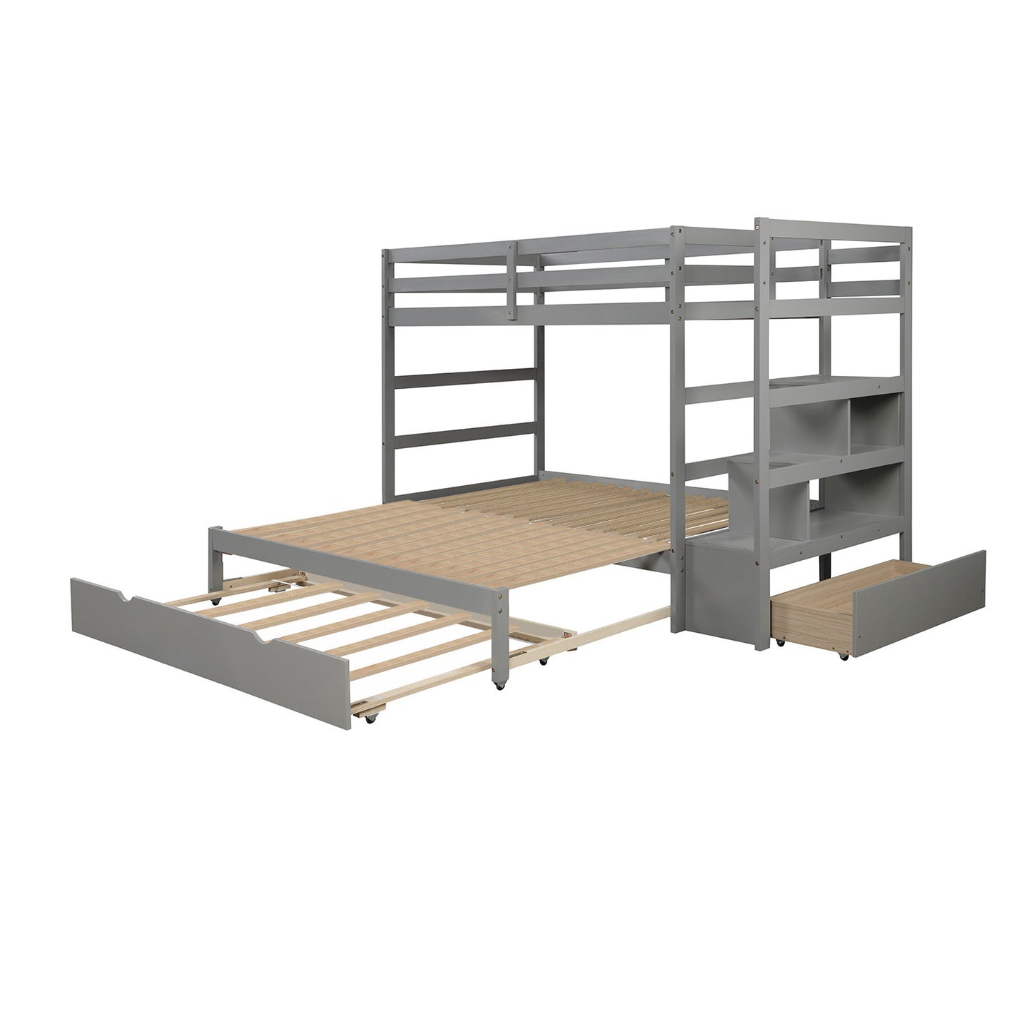 Twin over Twin/King Bunk Bed with Twin Size Trundle