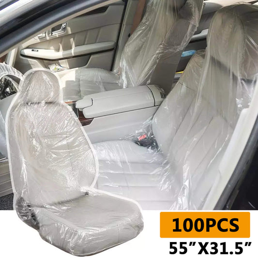 100pcs Disposable Plastic Car Seat Cover Universal Fit