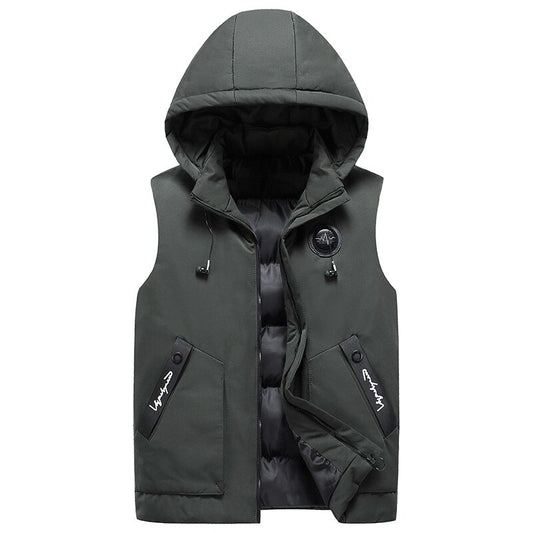 Men's Hooded Vest Jacket New Warm Sleeveless