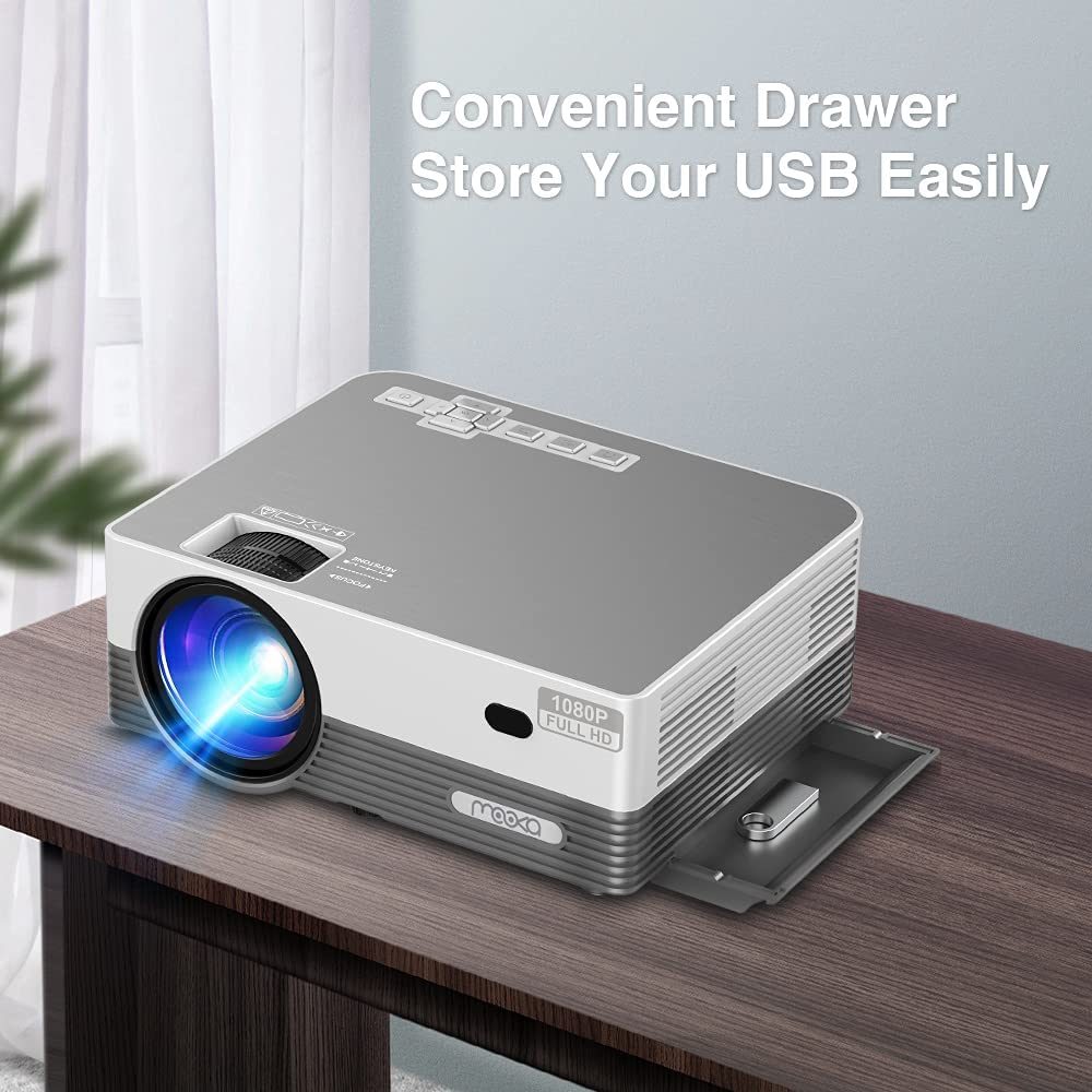 MOOKA Native 1080P WiFi Bluetooth 4K Projectors 8500L Video Movie Theater Home