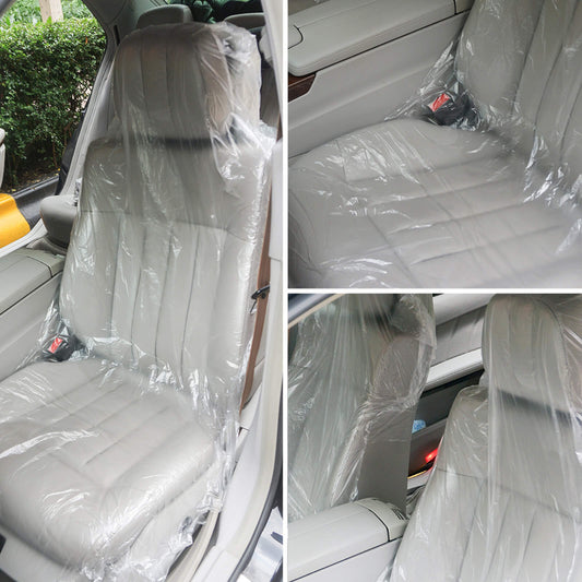 100pcs Disposable Plastic Car Seat Cover Universal Fit