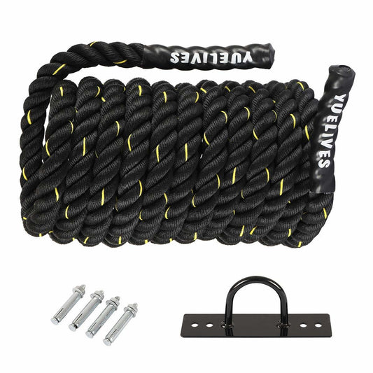 Battle Ropes with Anchor Kit, 1.5/2 Inch, 100% Poly Dacron (30FT)