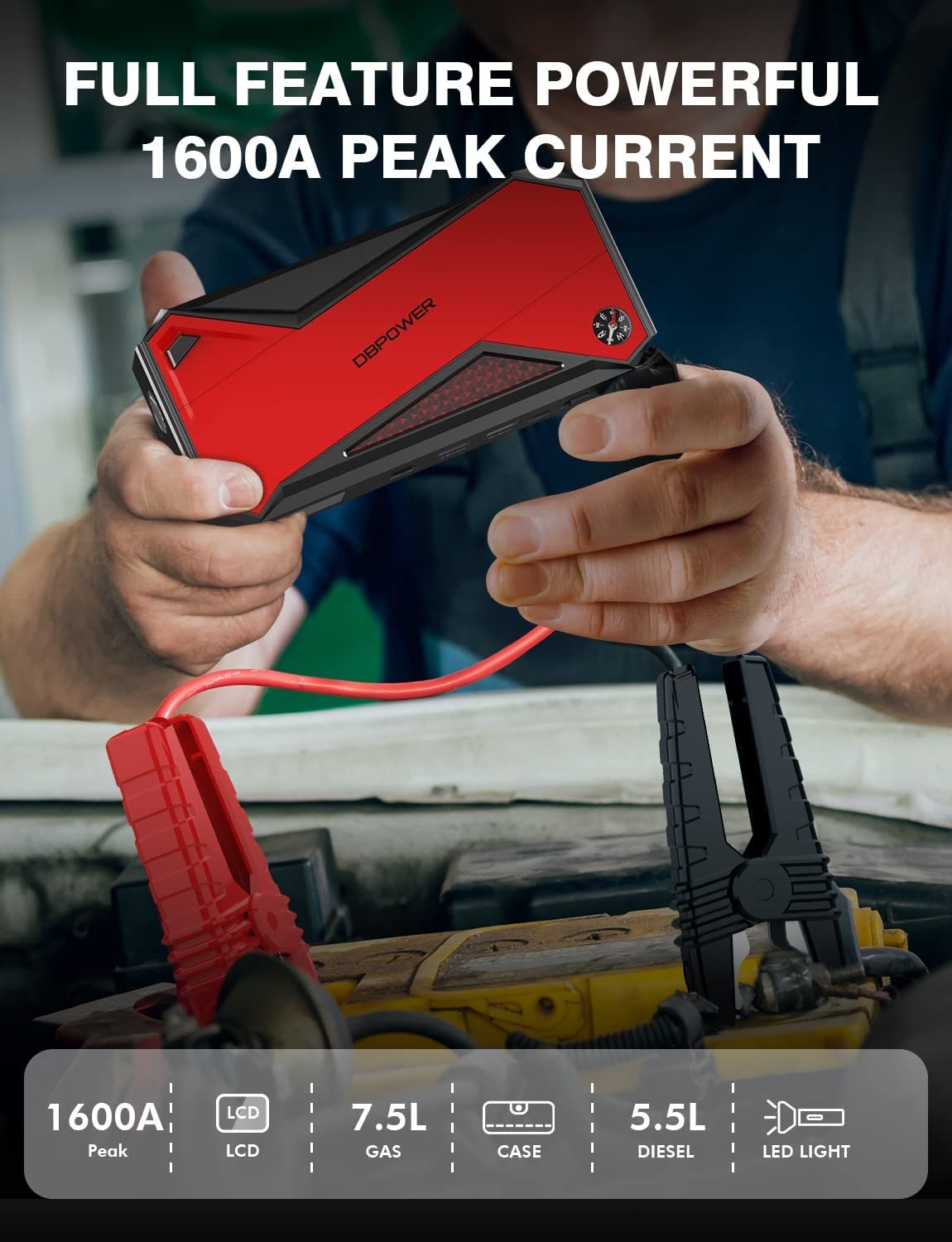 DBPOWER Car Jump Starter, 1600A Peak