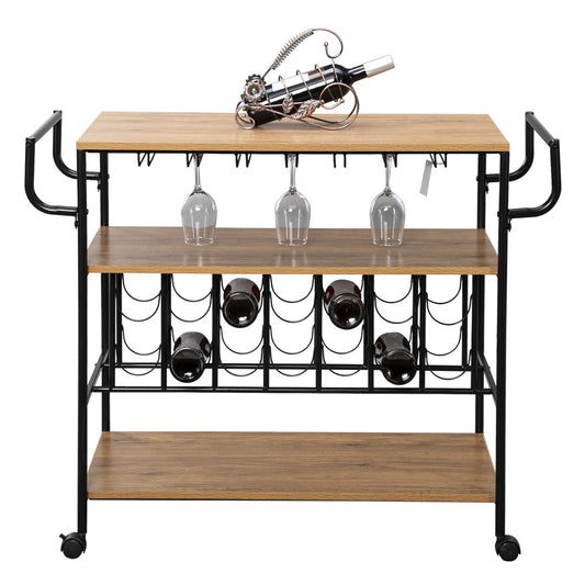 3 Shelf Mobile Wine Cart