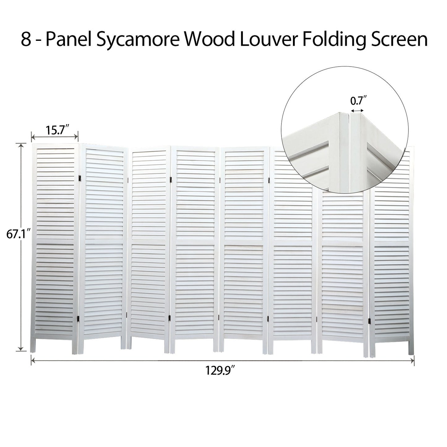 Sycamore Wood (8 Panel) Folding Louvered Room Divider