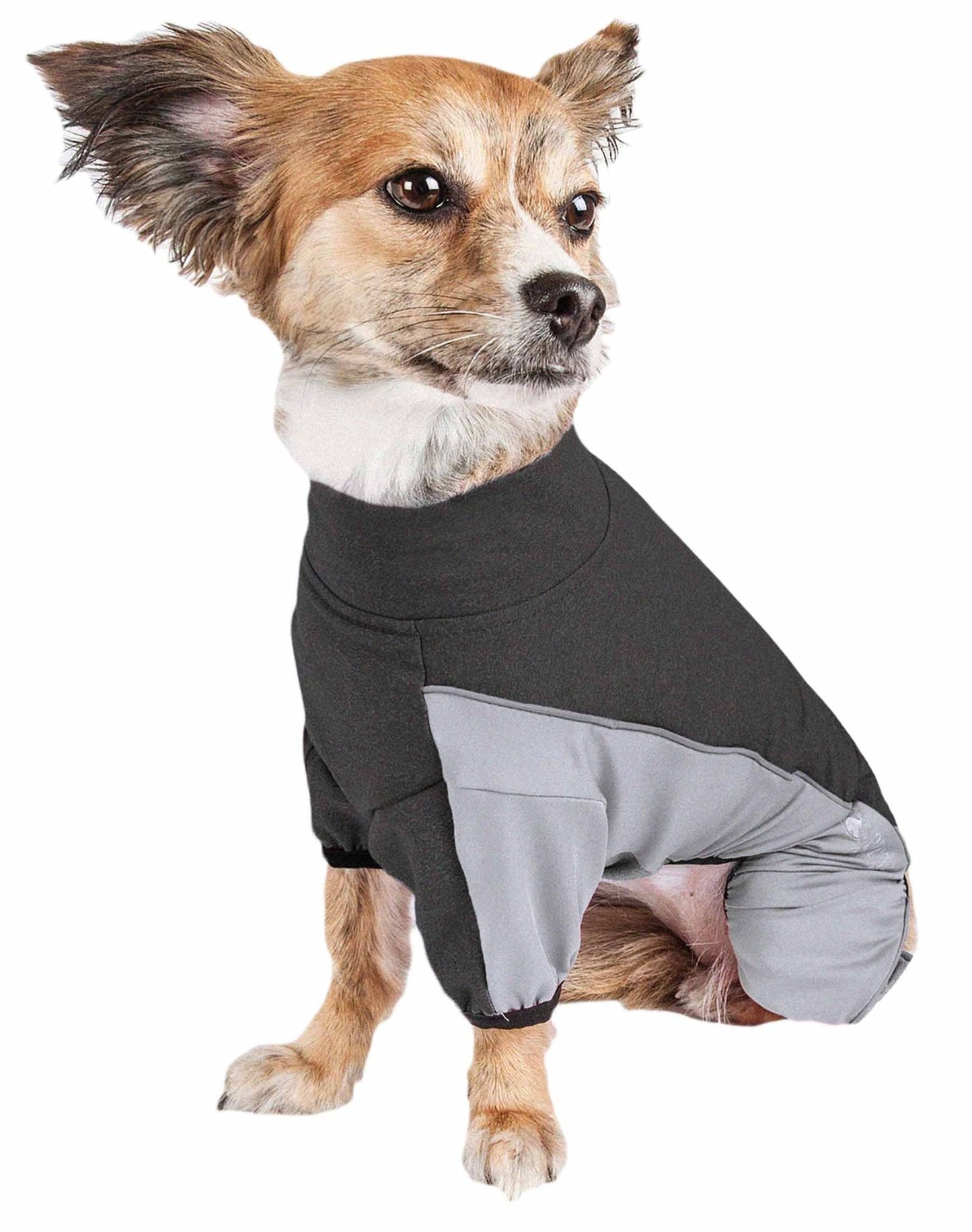 Pet Life Active 'Chase Pacer' Heathered Performance 4-Way Stretch Two-Toned Full Body Warm Up