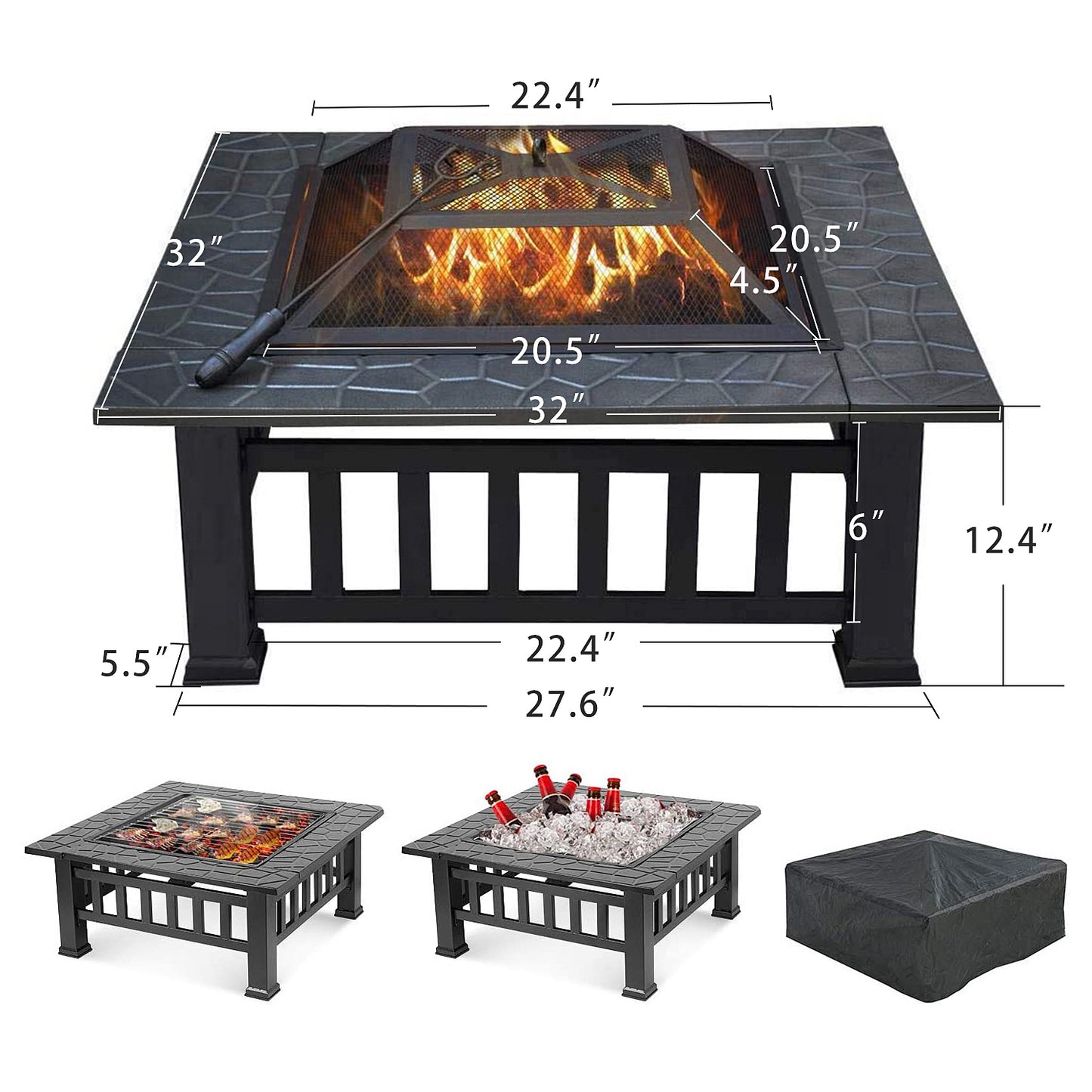 Upland 32inch Charcoal Fire Pit with Cover