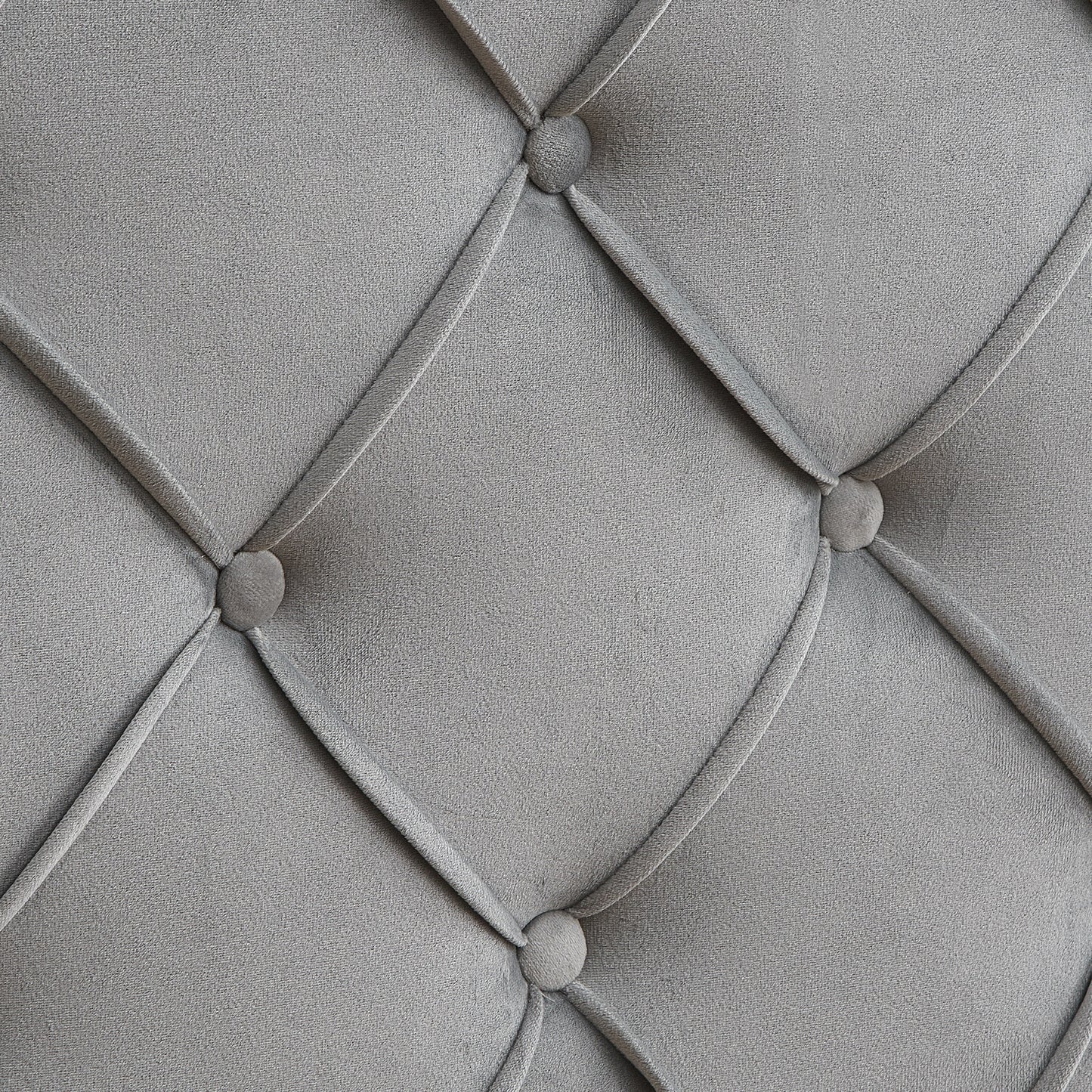 Upholstered Bed Button Tufted with Curve Design- Gray Velvet  (Queen)