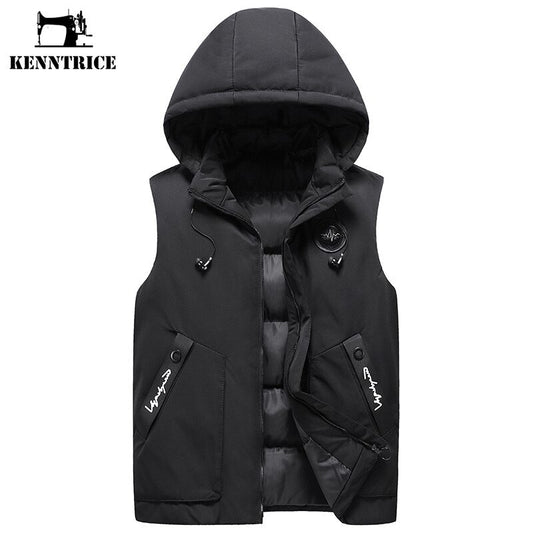 Men's Hooded Vest Jacket New Warm Sleeveless