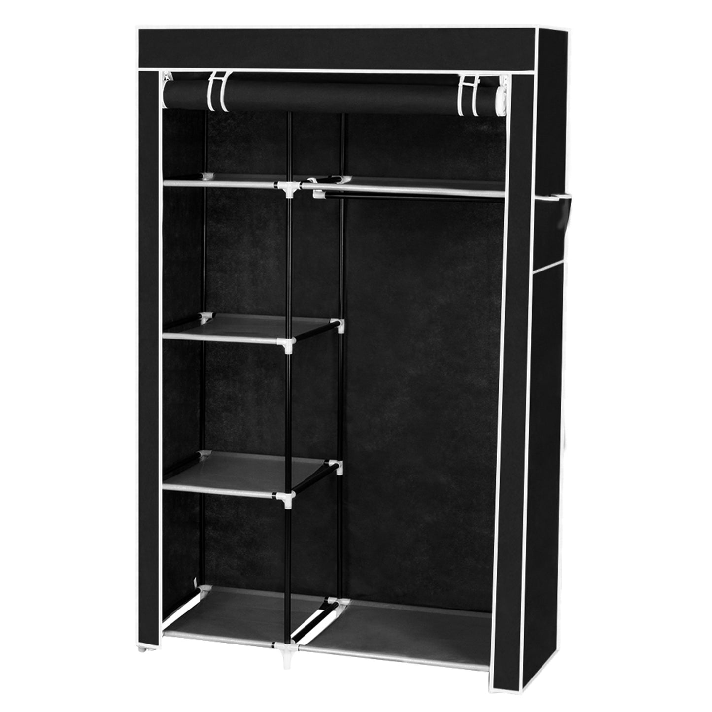 64" Portable Closet/Organizer Wardrobe Clothes Rack with Shelves-Black