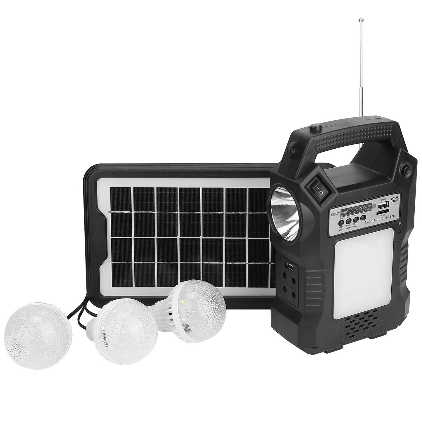 Portable Solar Power Station w/ Backup Power Bank & 3 Lighting Bulbs