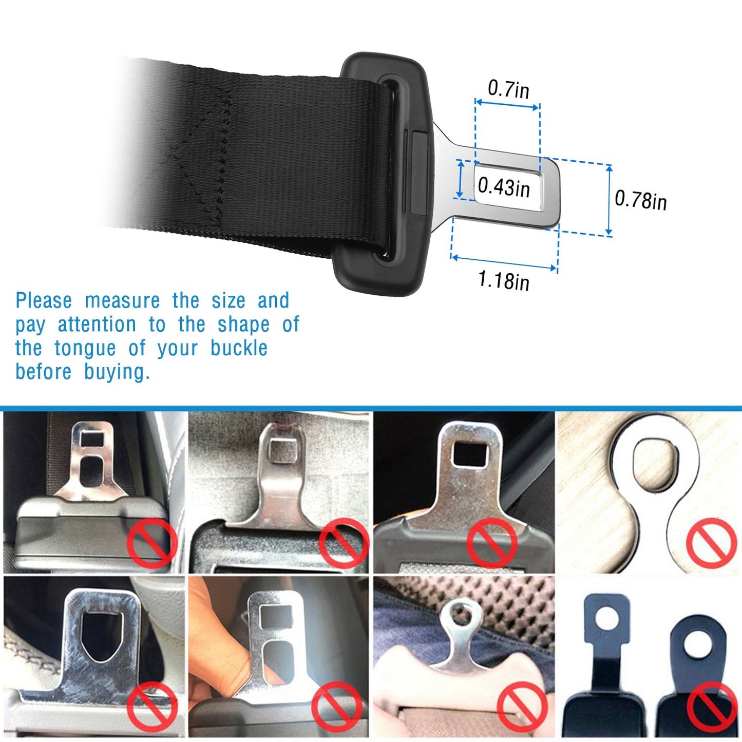 2Pcs Car Seat Belt Extender (14.37in)