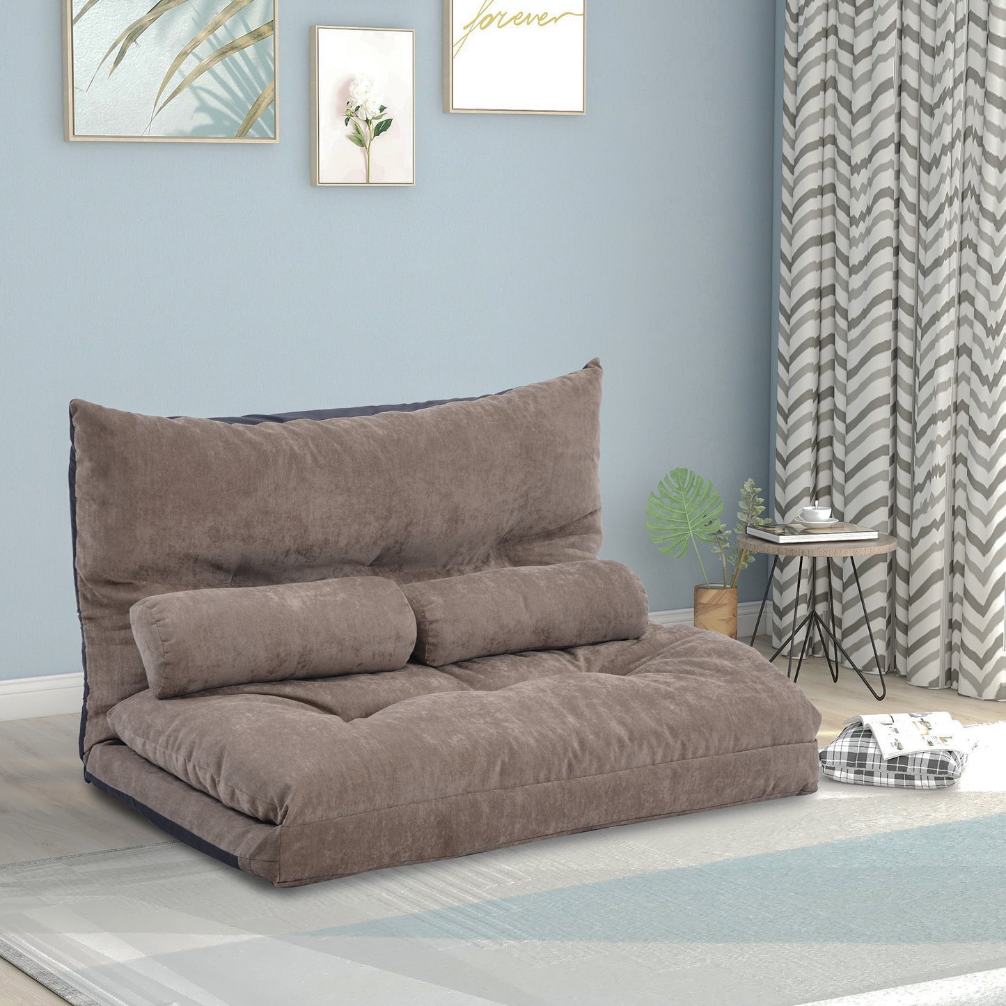 Folding Futon Sofa with Two Pillows