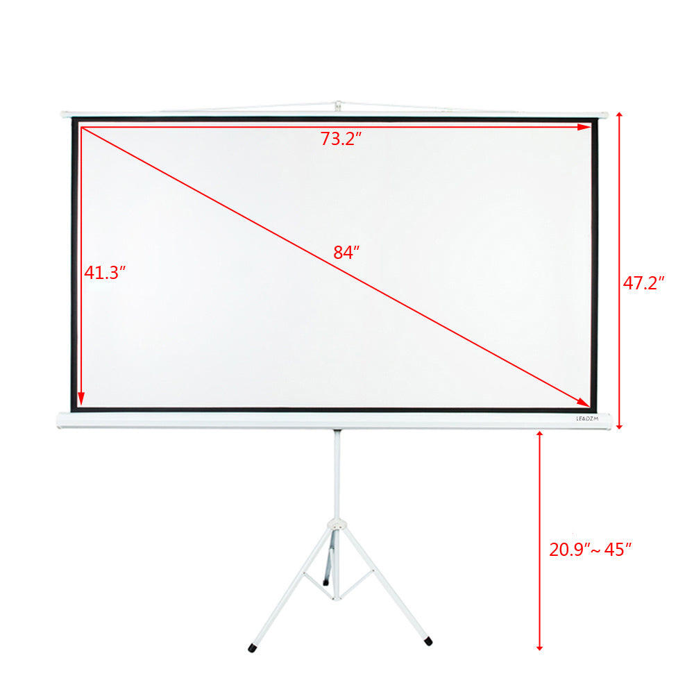 Leadzm 84 INCH 16:9 HD Portable Pull Up Projector Screen Home Theater  Stand Tripod