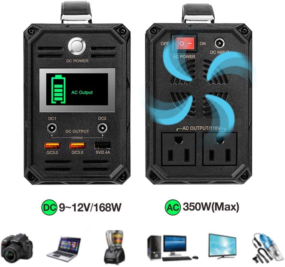 300W Solar Generator, FlashFish 60000mAh Portable Power Station, CPAP Battery Recharged by Solar Panel/Wall Outlet/Car, 110V AC Out/DC 12V /QC USB Ports for CPAP Camp Travel