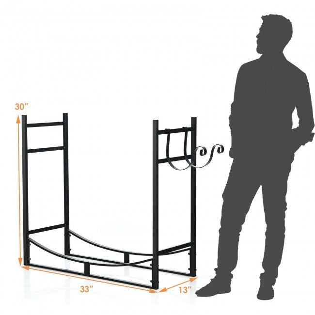 33 Inch Firewood Rack w/Removable Kindling Holder