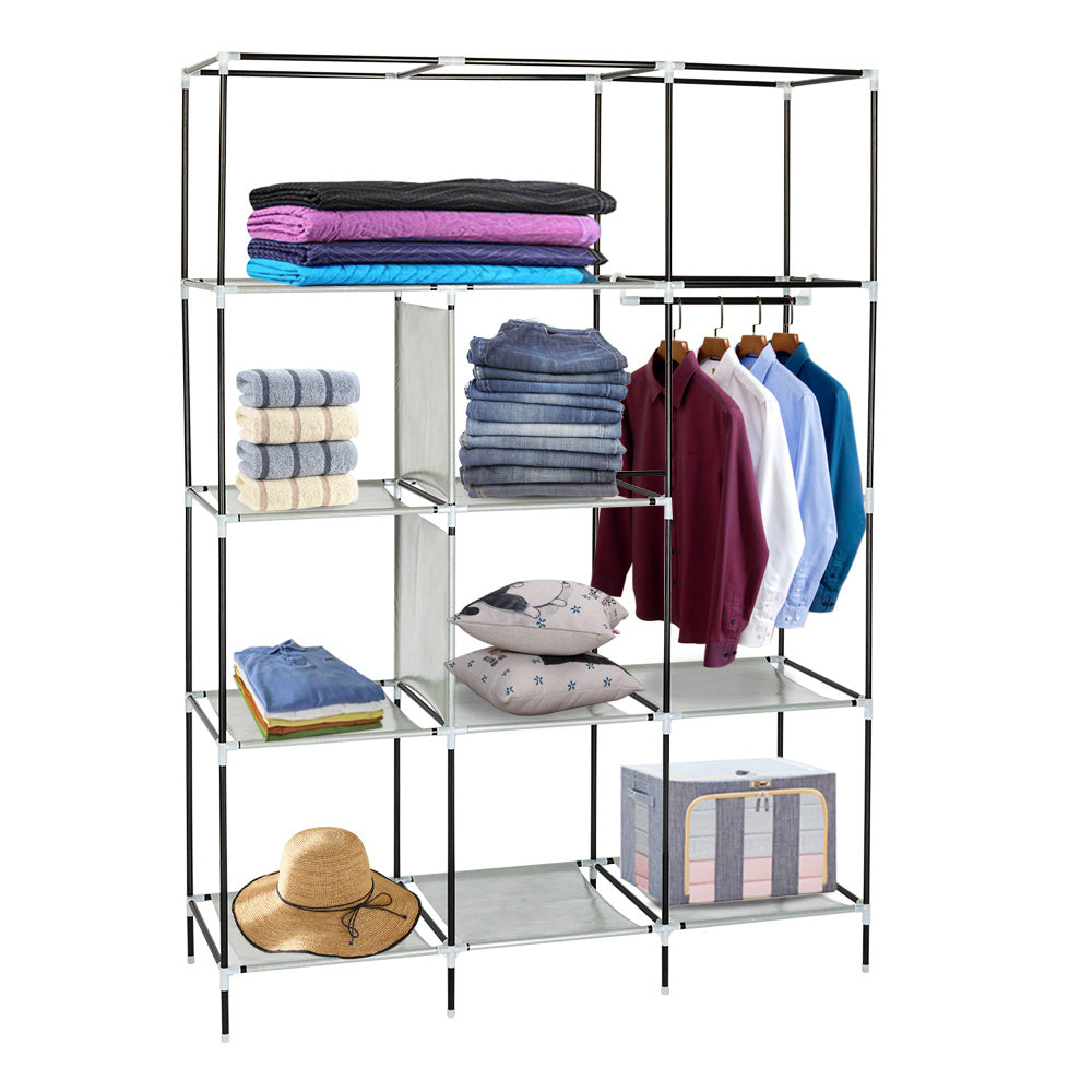 69" Wardrobe Portable Closet Storage Organizer Clothes Non-woven Fabric Wardrobe