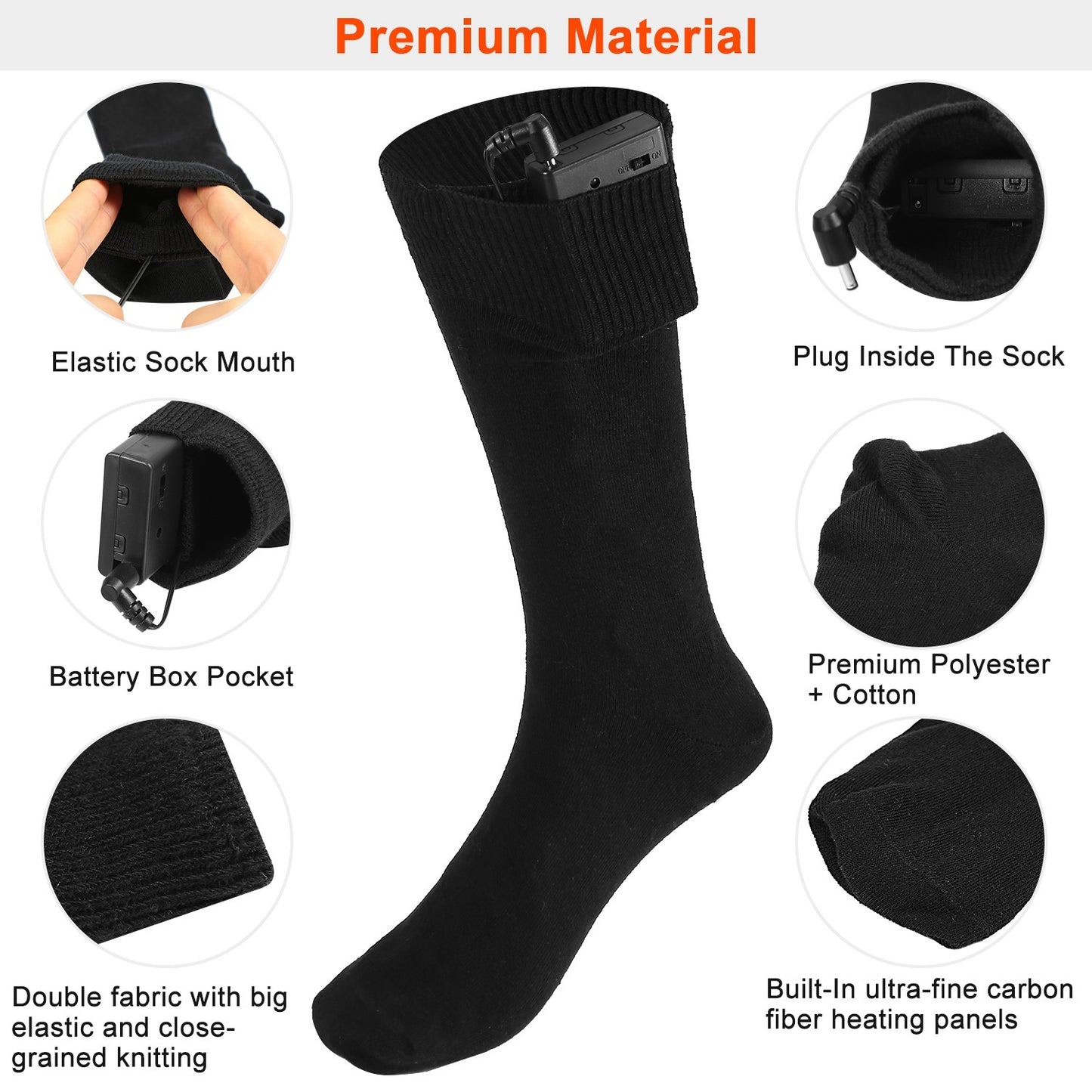 Unisex Electric Heated Socks w/ Rechargeable Battery