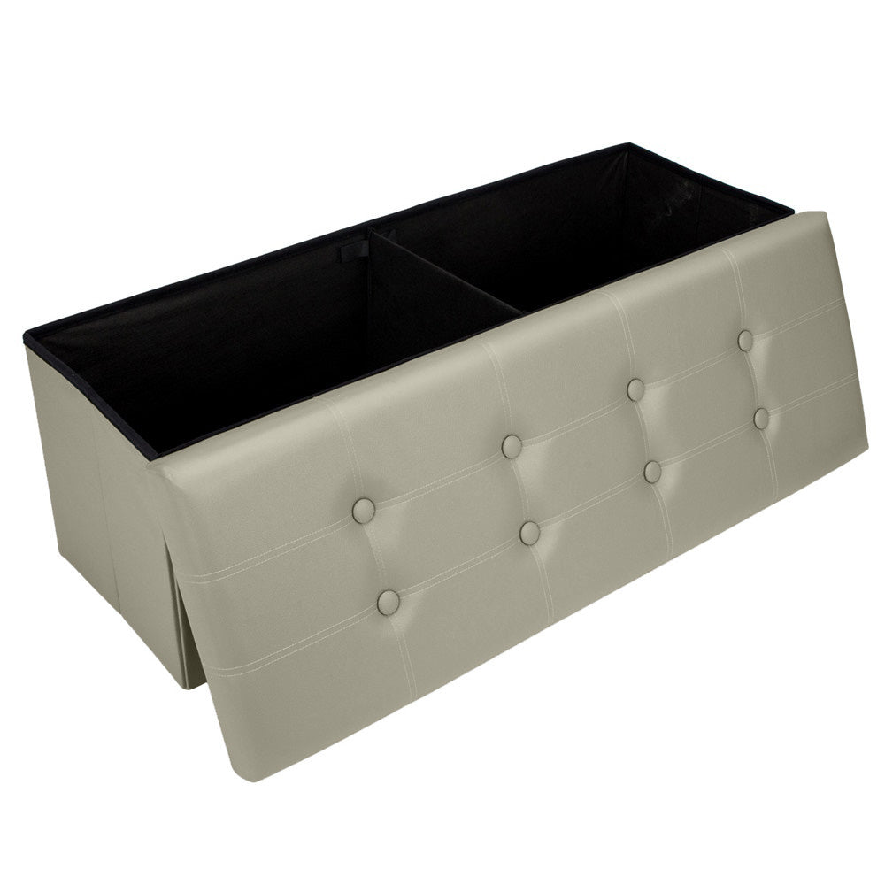 43 In. Faux Leather Folding Storage Ottoman