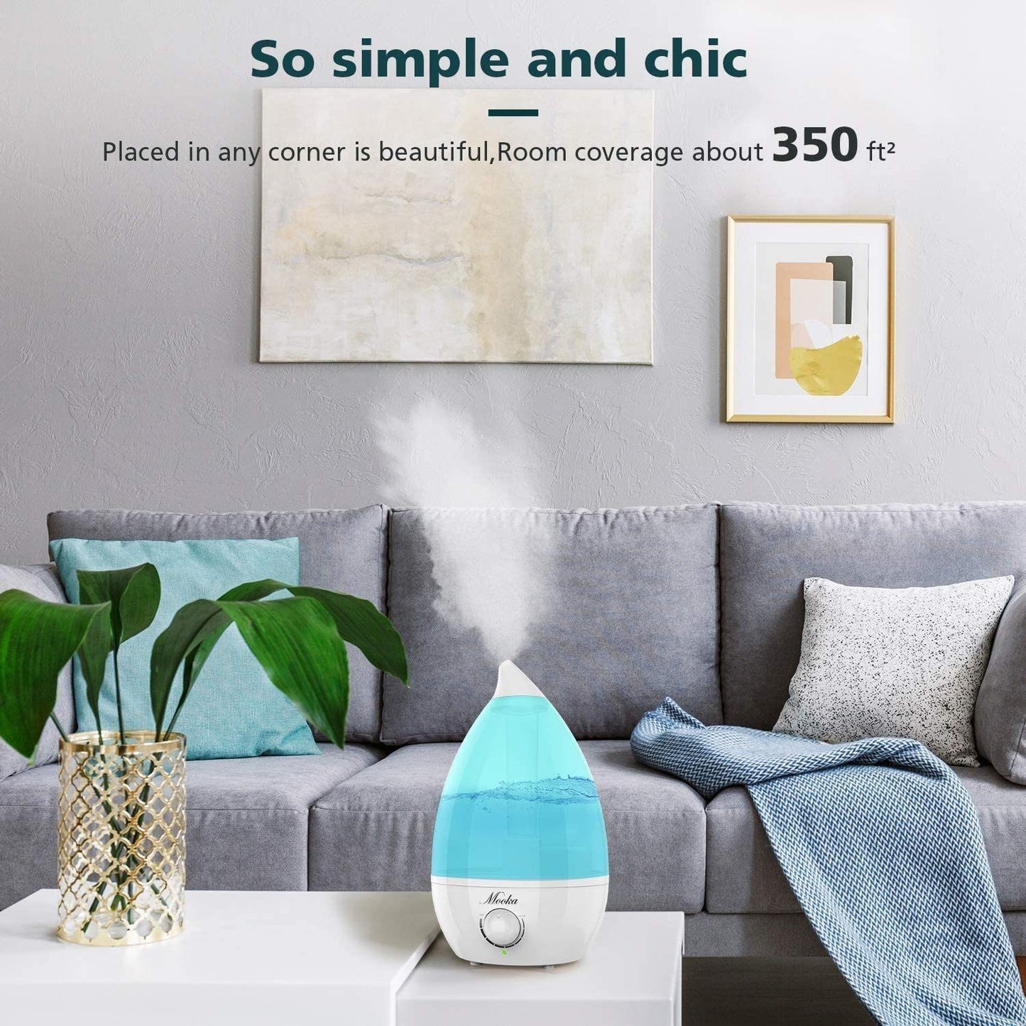 Mooka Humidifiers 2-in-1 Cool Mist Humidifier Diffuser